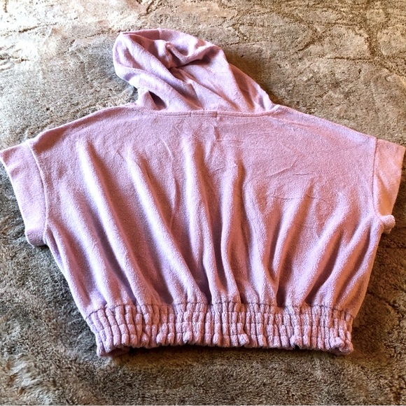 OLI/VIV Lavender Terry Cloth Hoodie Crop top Size L - Picture 2 of 7
